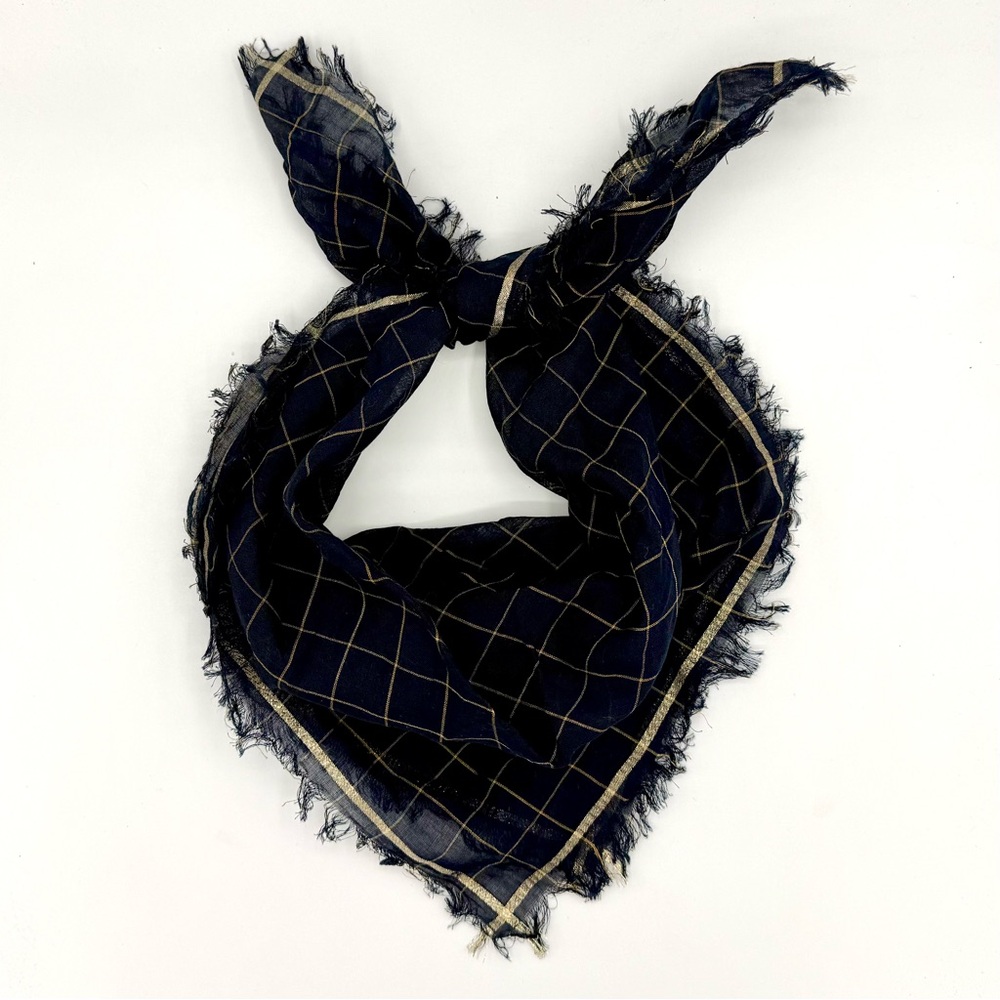Urban Outfitters Navy Blue and Gold Scarf